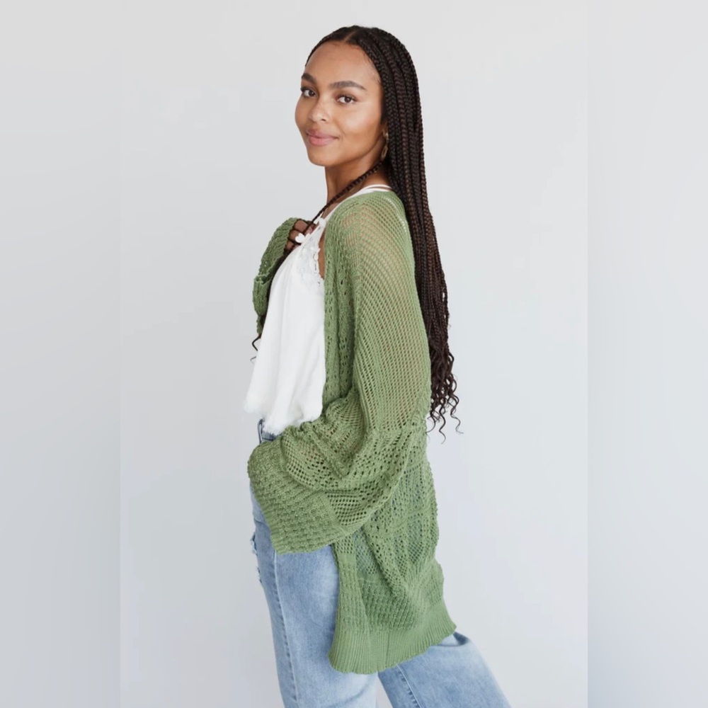 Olivia Boho Chic Knit Netted Granny Cardigan EUC - Picture 6 of 8